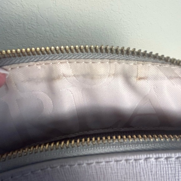 Furla Elena Satchel Hand Carry Bag Gray Saffiano Leather Shoulder Strap EUC - Picture 10 of 13